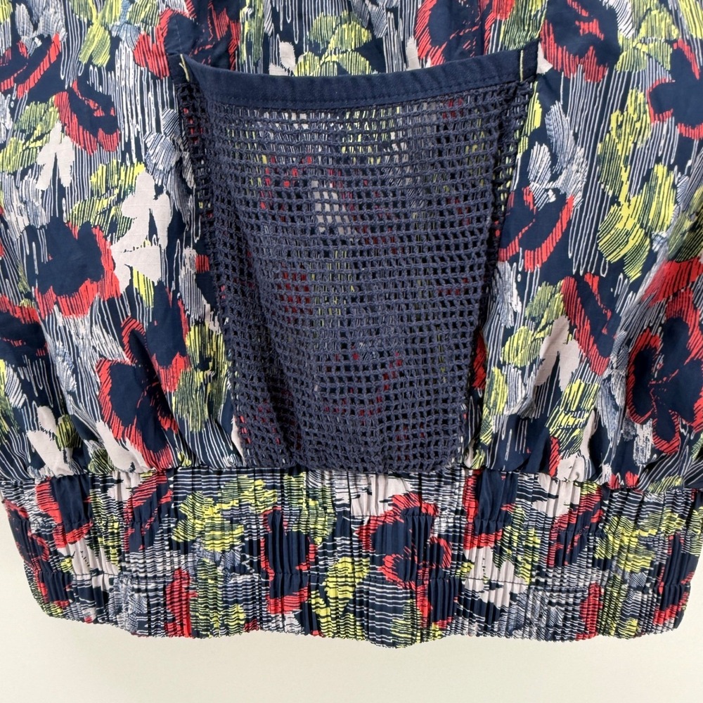 Free People Movement Vest XS Full Zip Pocket Floral Print Hidden Hood NEW - Picture 10 of 15